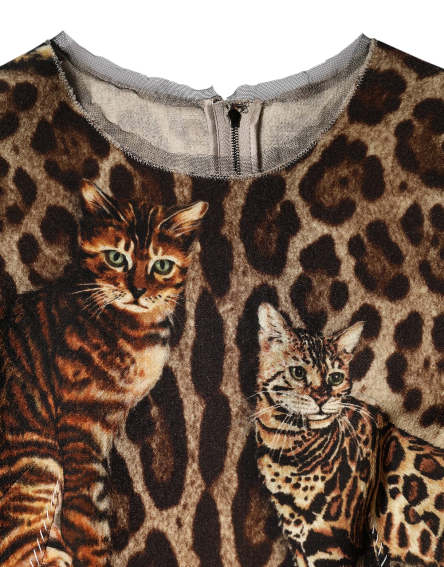 Dolce & Gabbana Brown Leopard Print Belted A-line Midi Dress