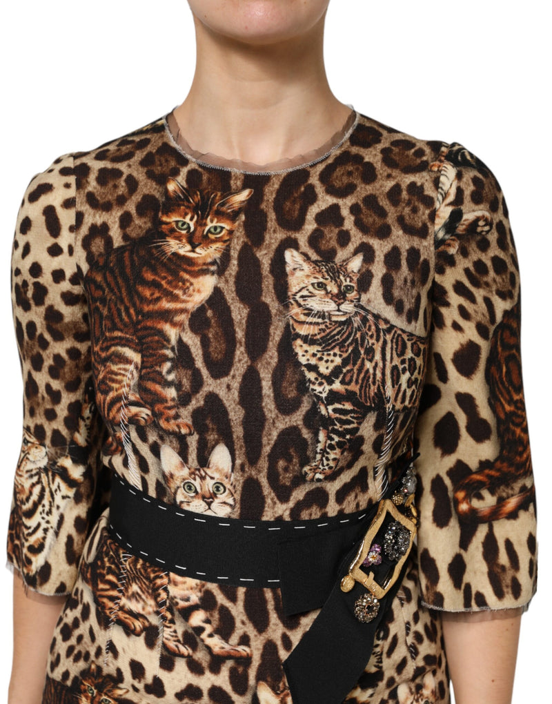 Dolce & Gabbana Robe Midi A-line à Imprimé Léopard Marron