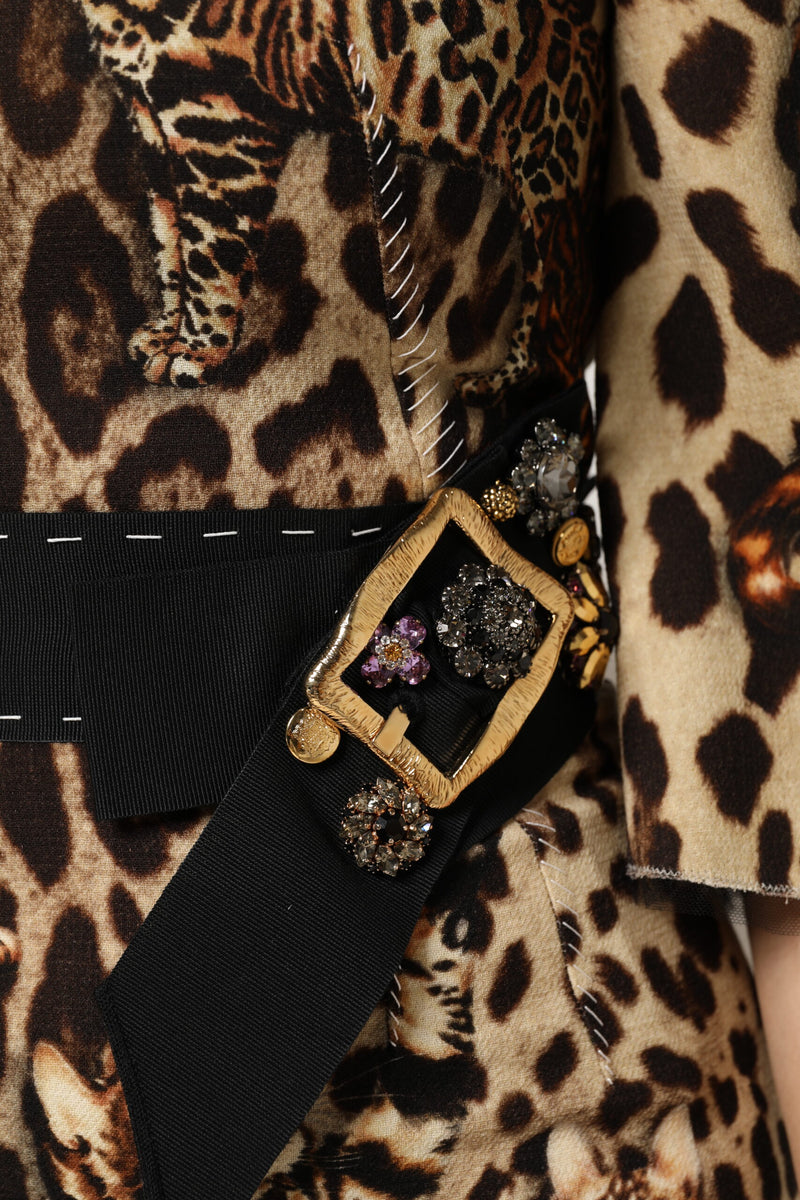 Dolce & Gabbana Robe Midi A-line à Imprimé Léopard Marron