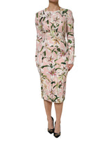 Robe Midi Évasée en Viscose Rose Lily de Dolce & Gabbana