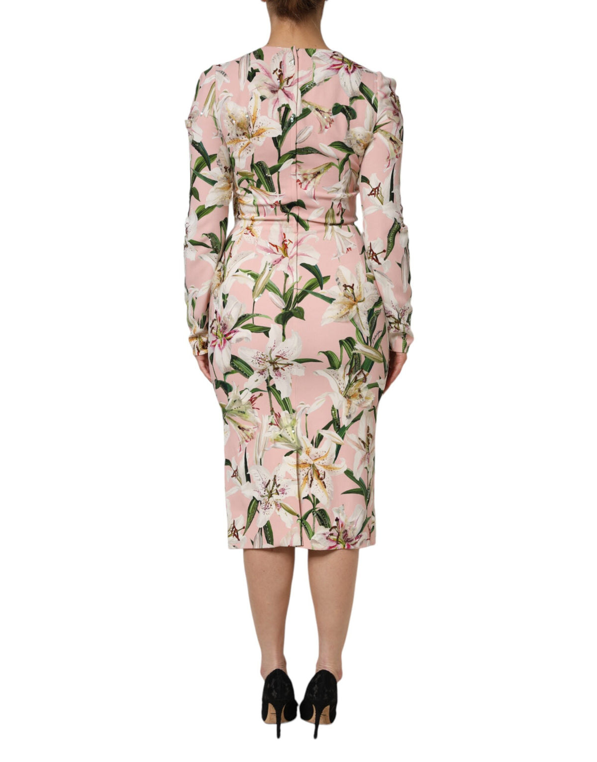 Robe Midi Évasée en Viscose Rose Lily de Dolce & Gabbana