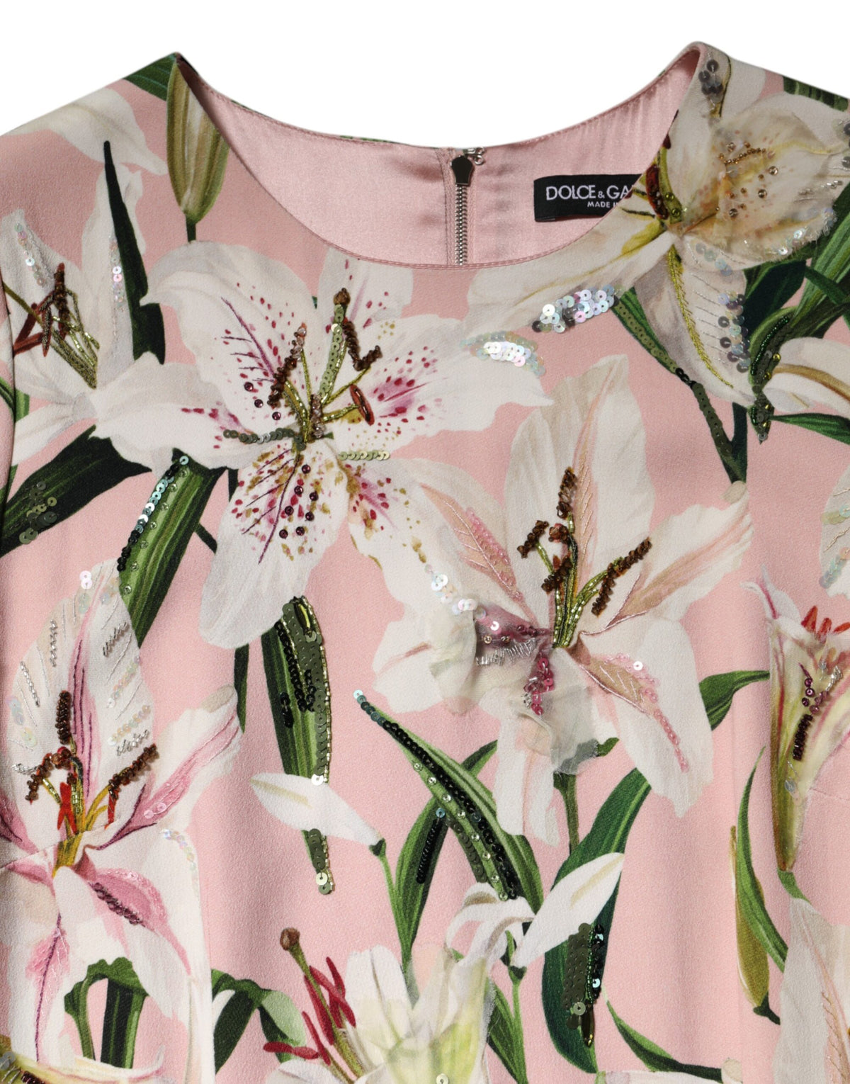 Robe Midi Évasée en Viscose Rose Lily de Dolce & Gabbana
