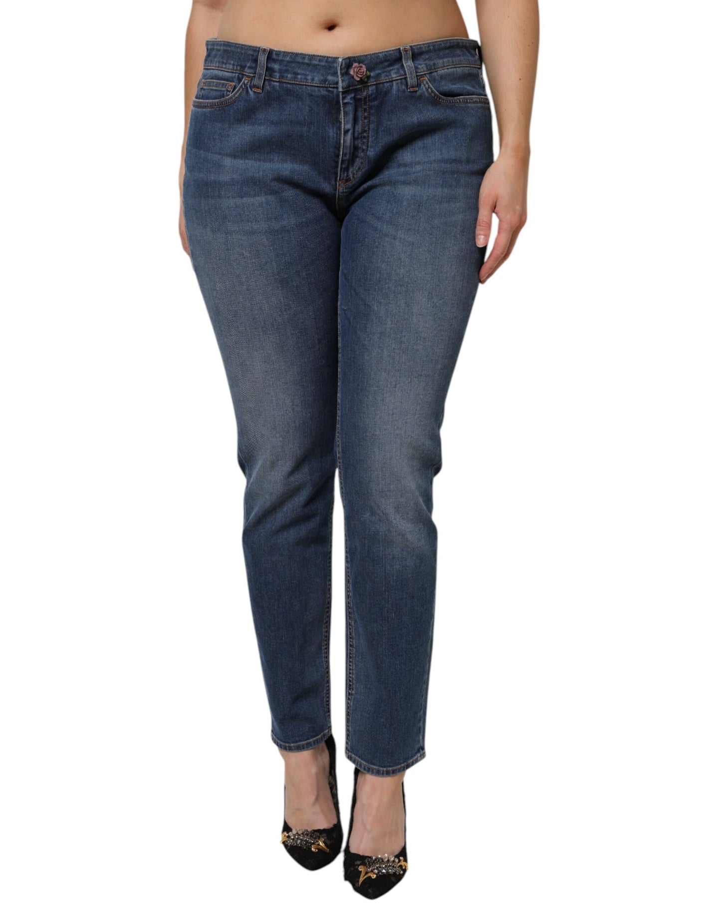 Dolce & Gabbana Blue Low Waist Cotton Skinny Denim Jeans