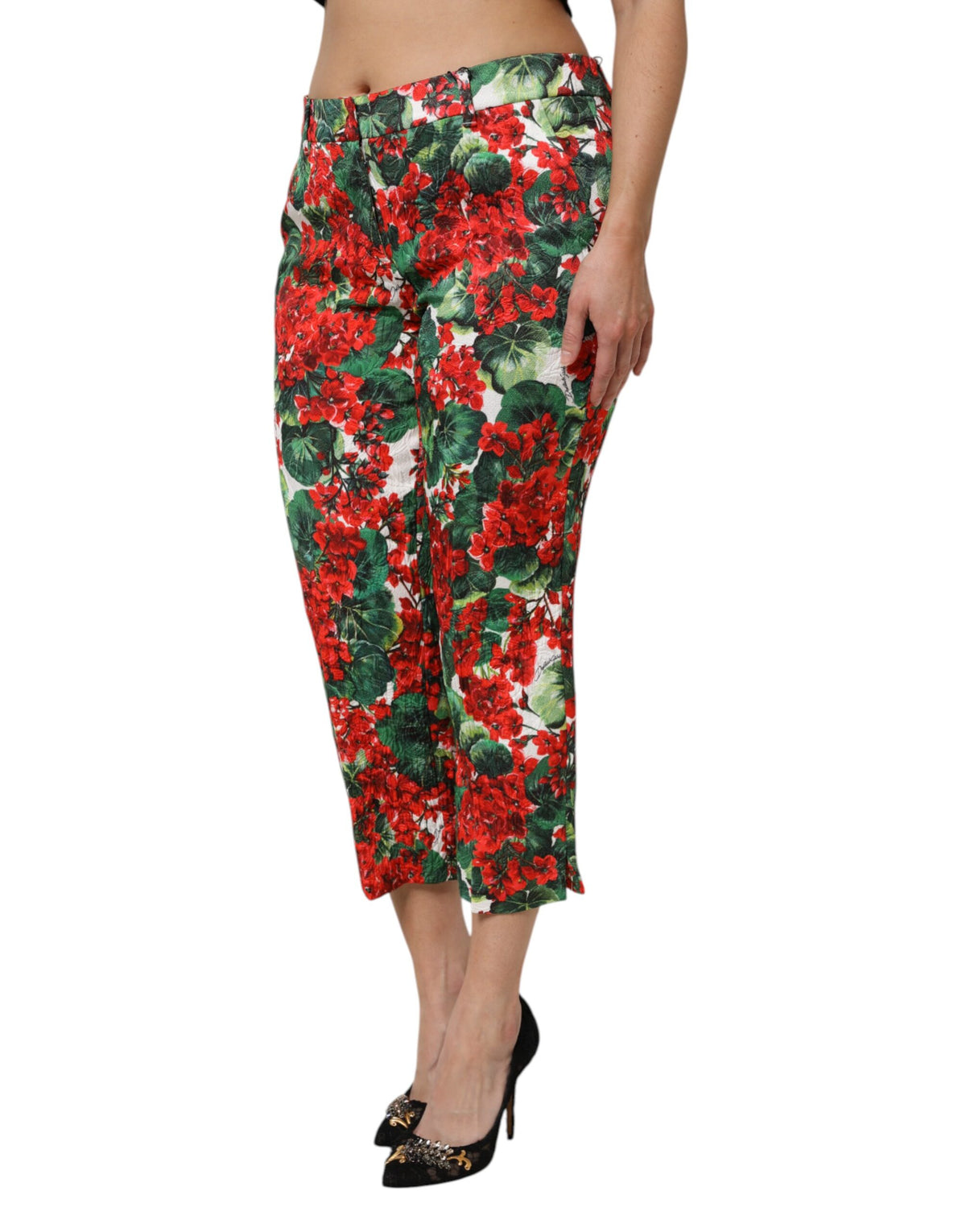 Dolce & Gabbana Pantalons Cropped Imprimé Floral Multicolore
