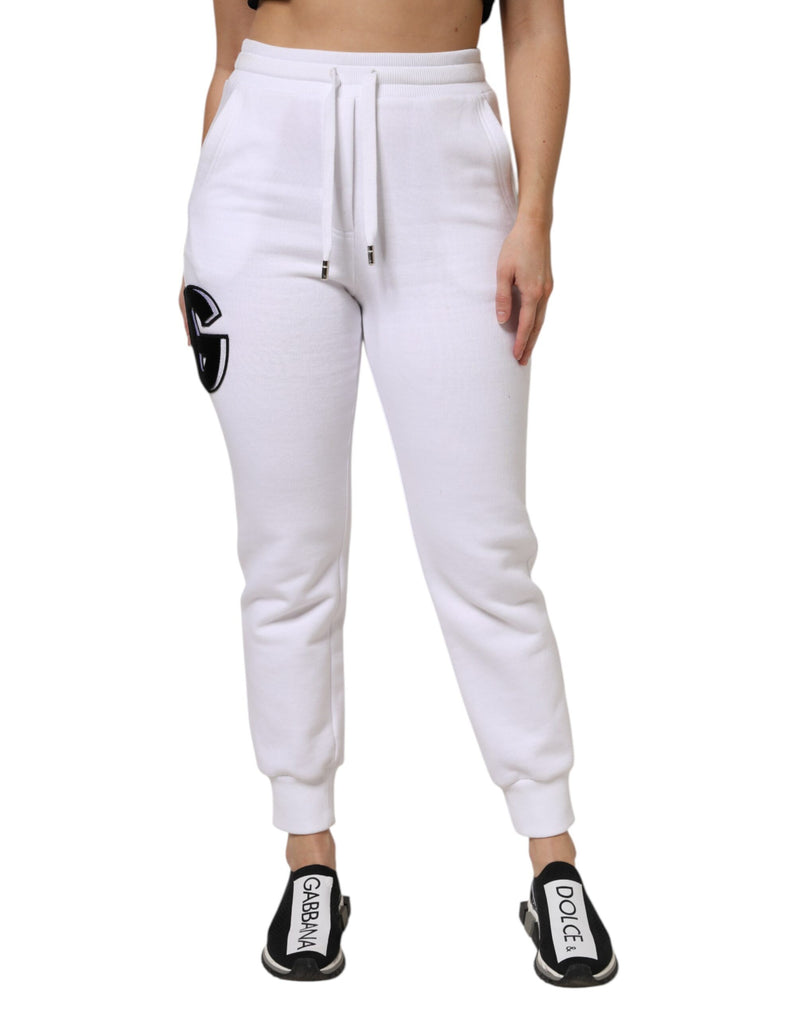 Dolce & Gabbana White Cotton Stretch Jogger Sweatpants