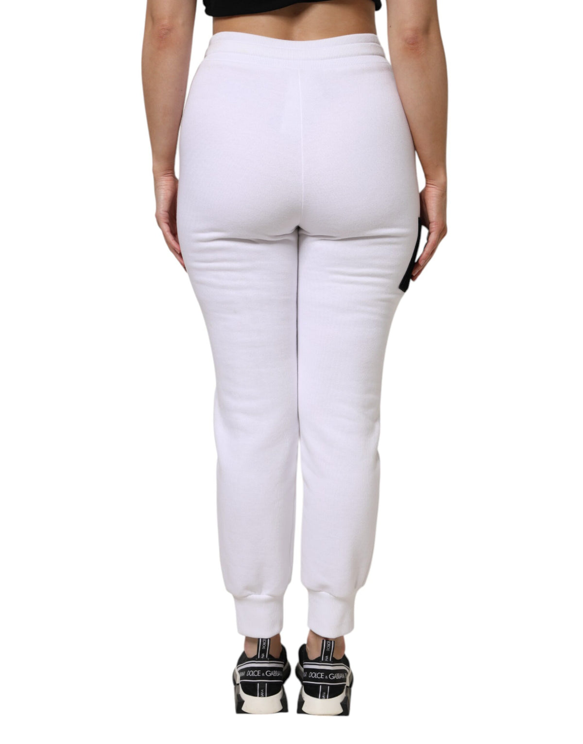 Dolce & Gabbana White Cotton Stretch Jogger Sweatpants