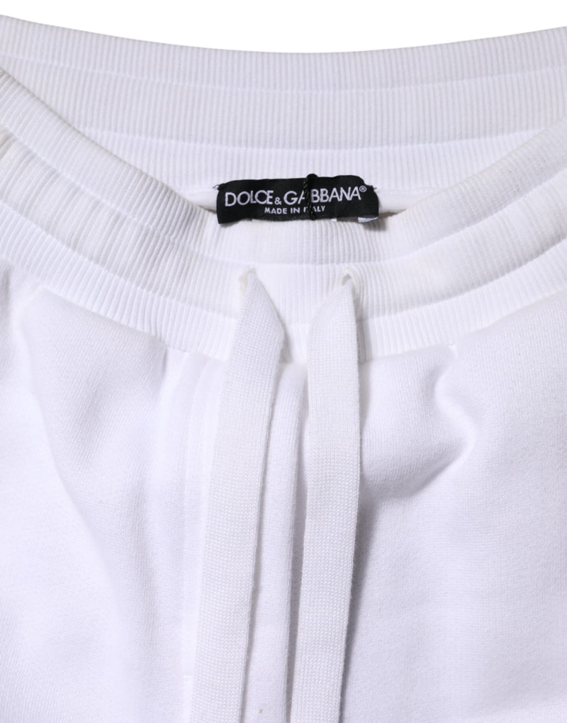 Dolce & Gabbana White Cotton Stretch Jogger Sweatpants