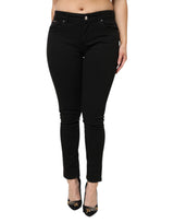 Dolce & Gabbana Black Cotton Mid Waist Skinny Jeans