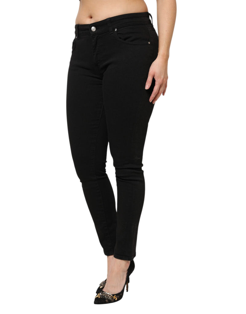 Dolce & Gabbana Black Cotton Mid Waist Skinny Jeans