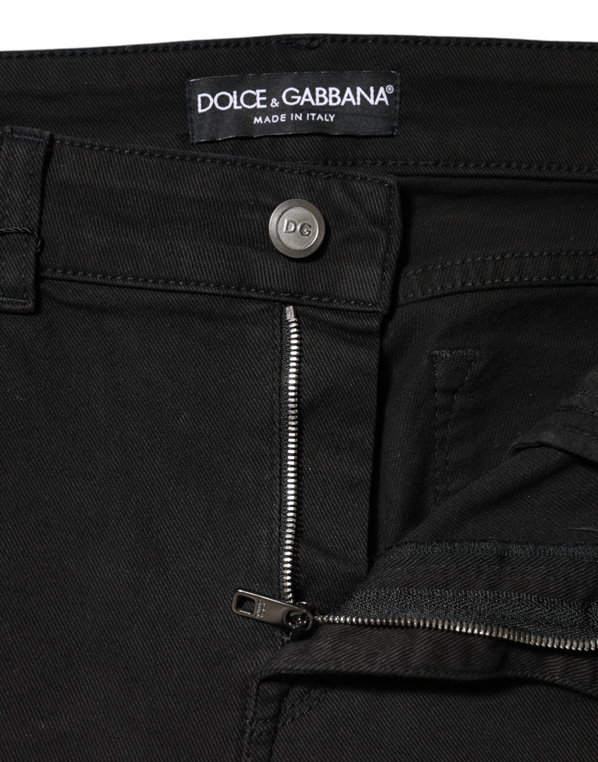 Dolce & Gabbana Black Cotton Mid Waist Skinny Jeans