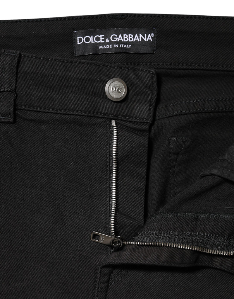 Dolce & Gabbana Black Cotton Mid Waist Skinny Jeans