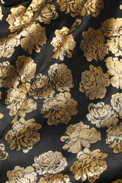 Dolce & Gabbana Black Gold Floral Print Jacquard Mini Skirt