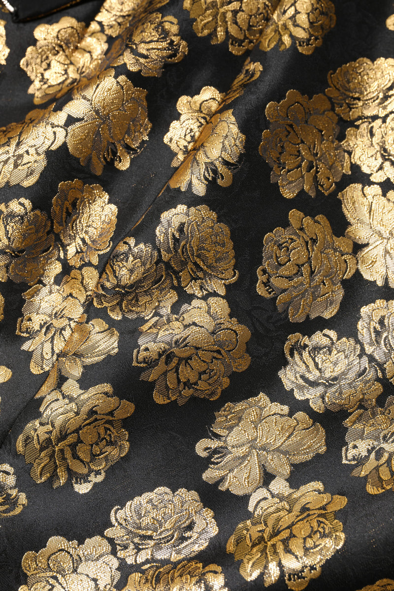 Dolce & Gabbana Jupe Mini Jacquard Imprimée Florale Noir Or