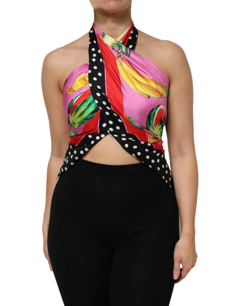 Dolce & Gabbana Multicolor Halter Cropped Top - Luxe en Soie