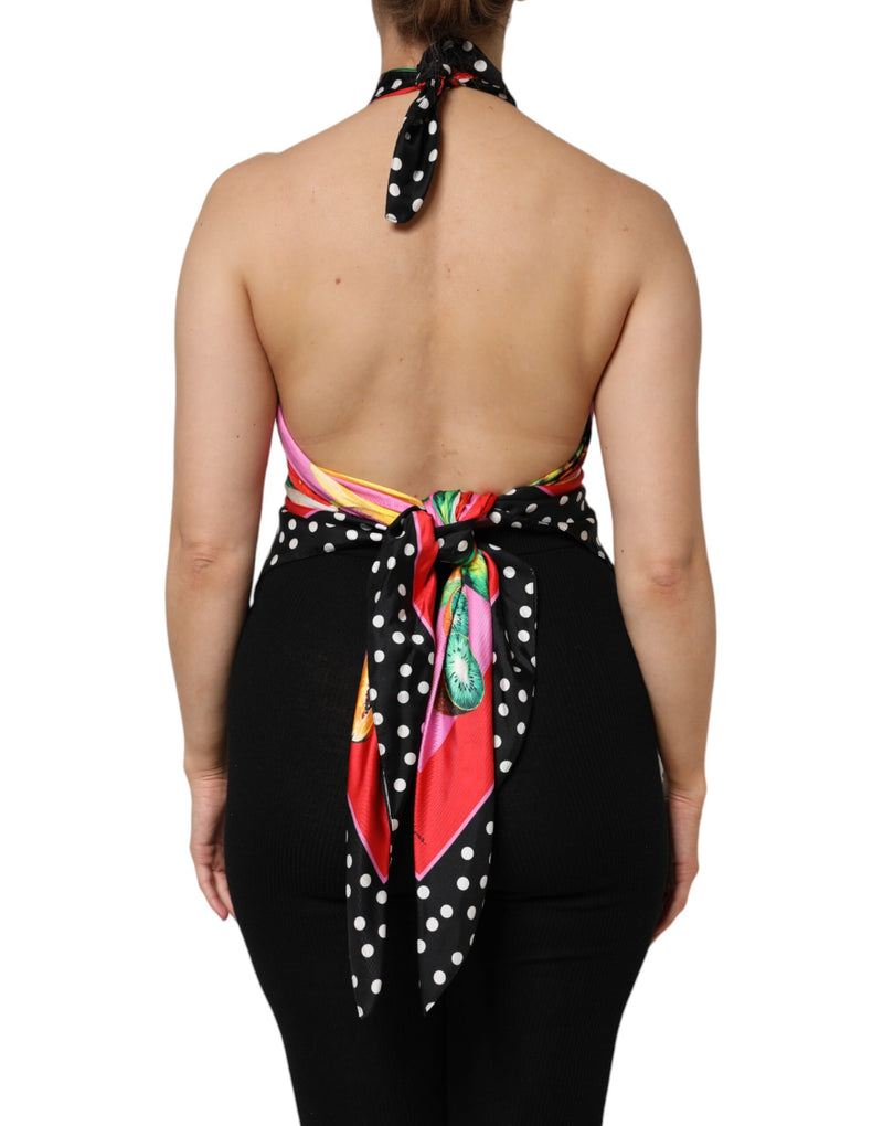 Dolce & Gabbana Multicolor Halter Cropped Top - Luxe en Soie