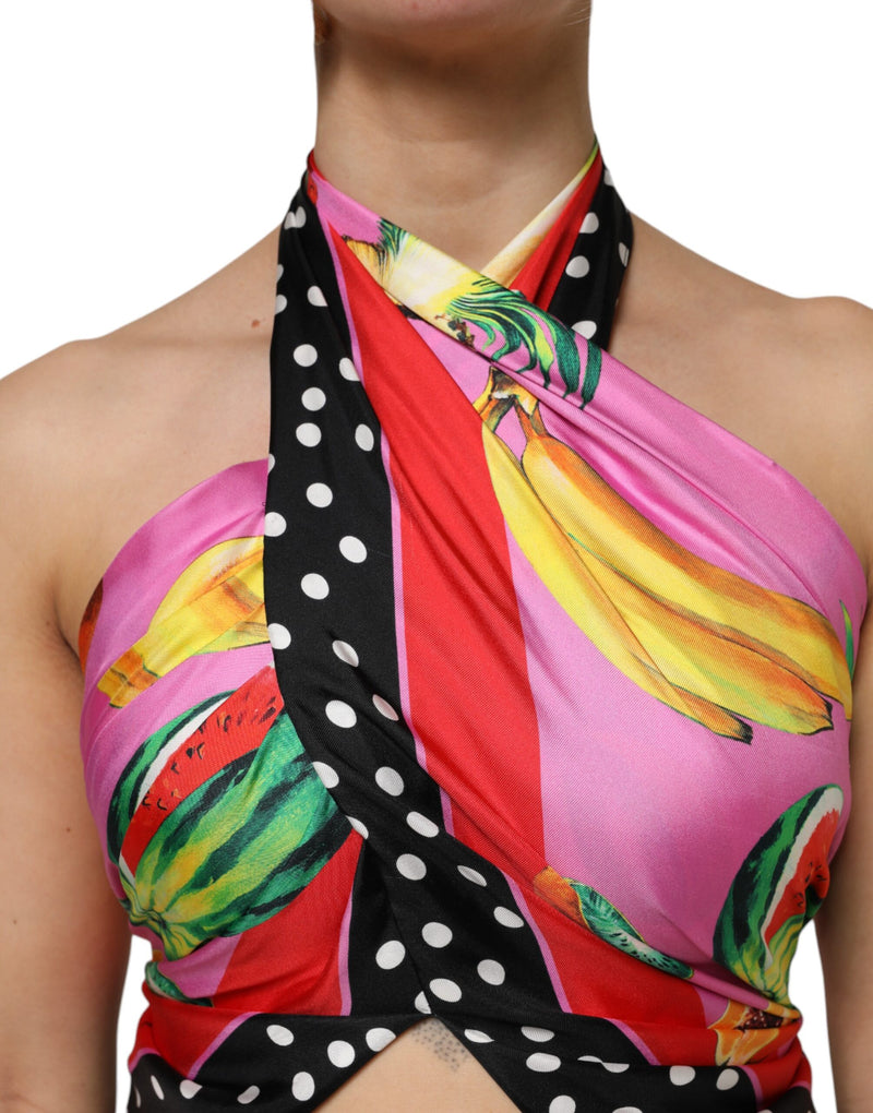 Dolce & Gabbana Multicolor Halter Cropped Top - Luxe en Soie