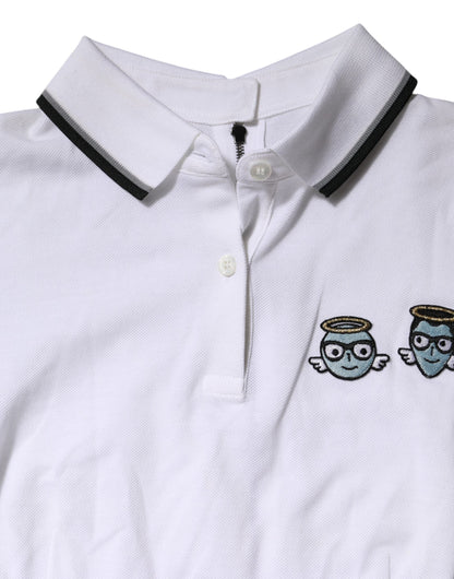 Dolce & Gabbana White Cotton Short Sleeves Collared Polo Top
