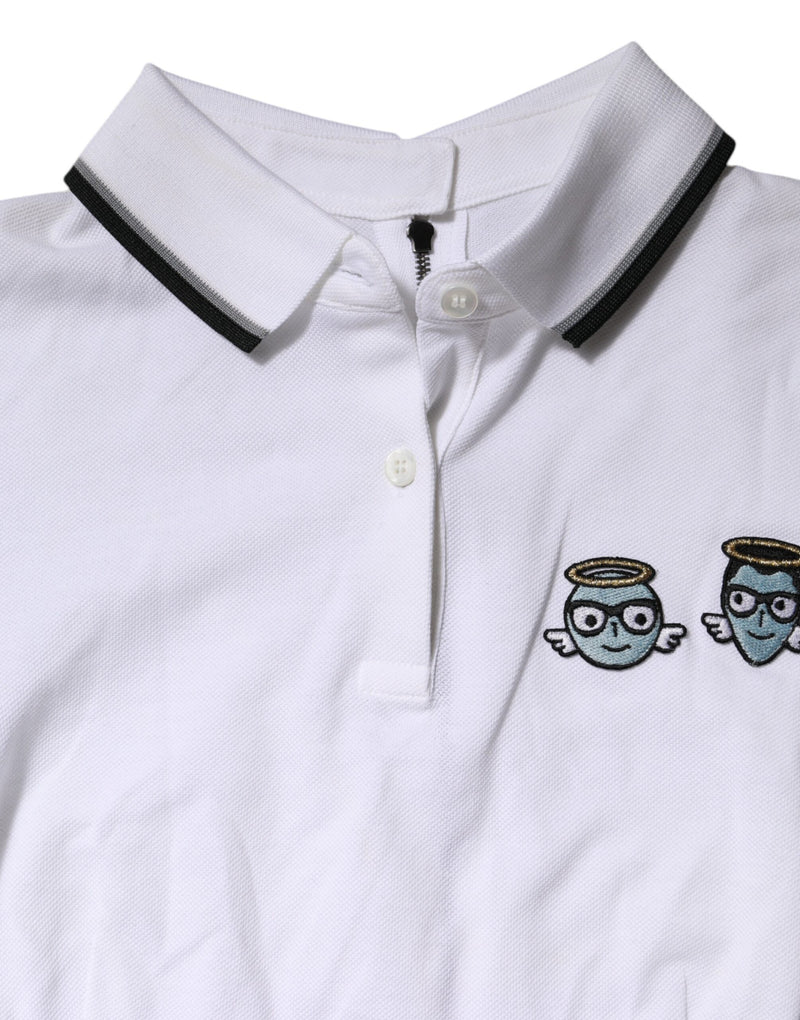 Dolce & Gabbana Polo Top Femme Blanc en Coton à Manches Courtes