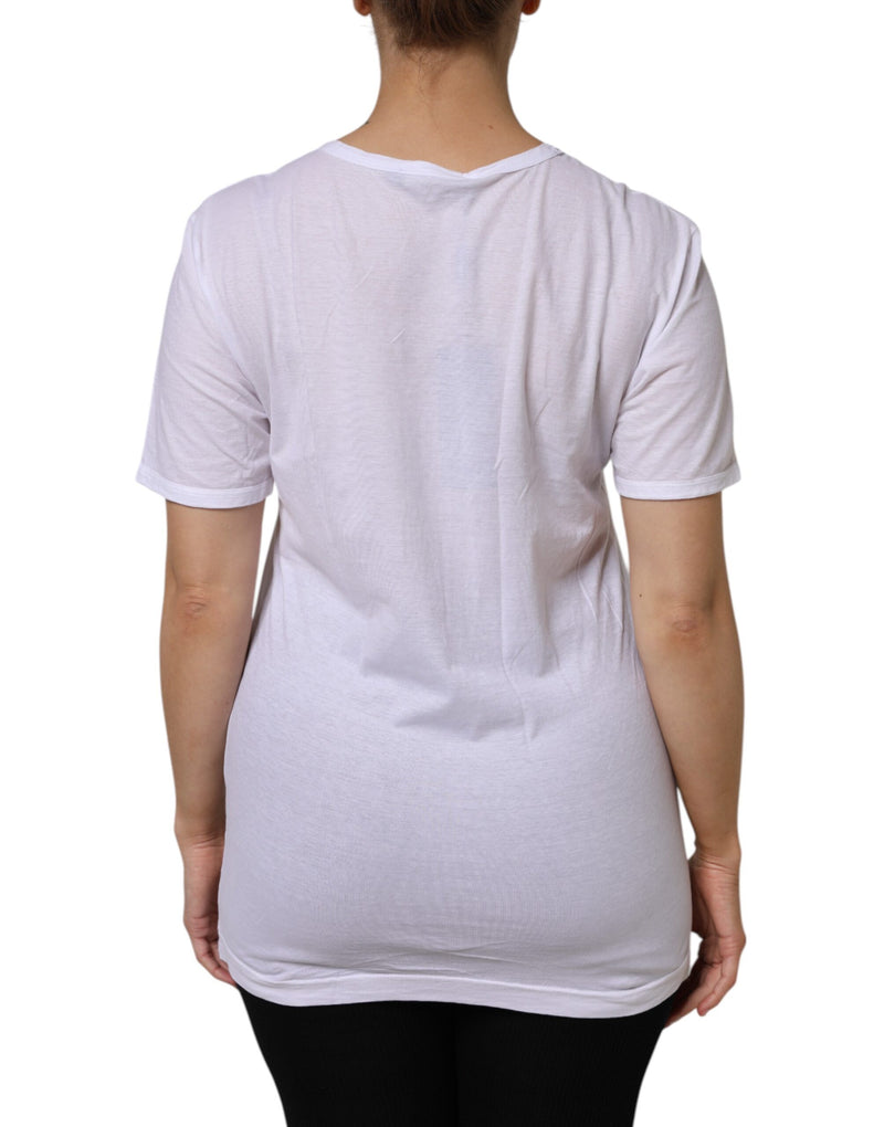 Dolce & Gabbana White Cotton V-Neck T-Shirt for Women