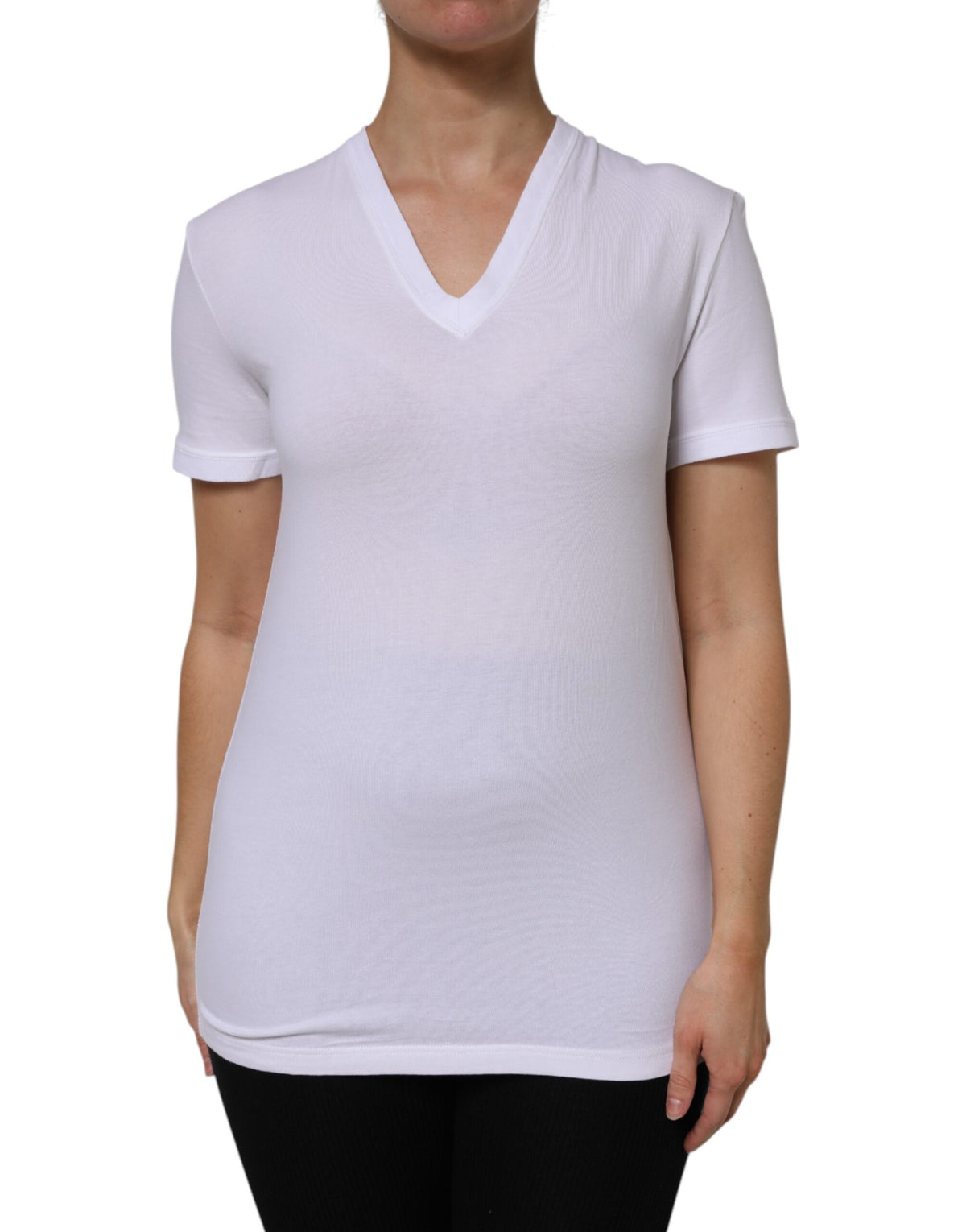 Dolce & Gabbana T-shirt Blanc à Manches Courtes en Coton