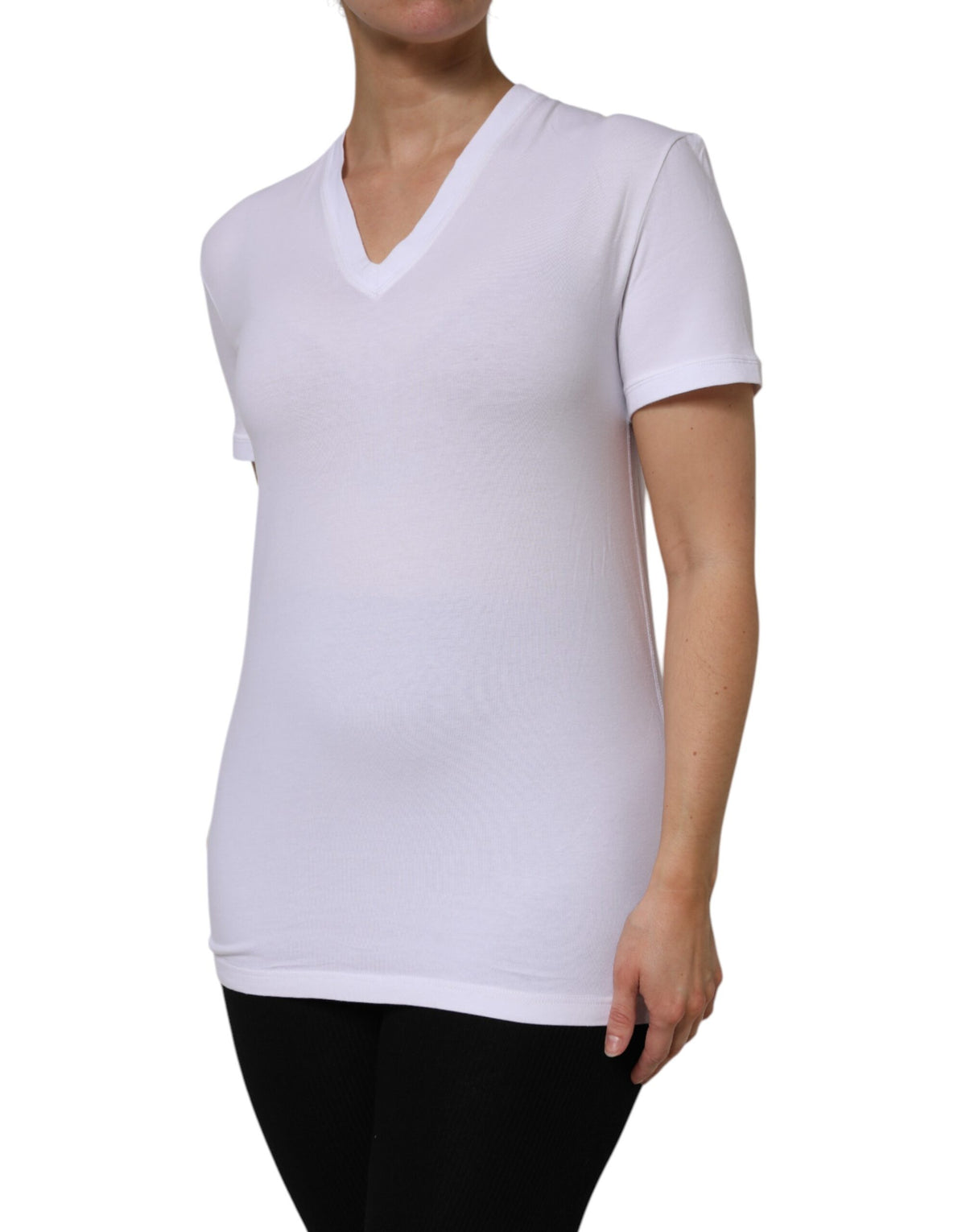 Dolce & Gabbana T-shirt Blanc à Manches Courtes en Coton