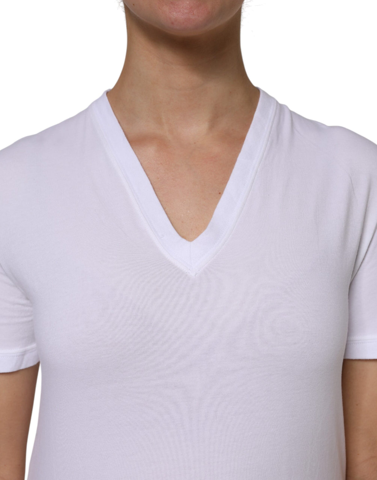 Dolce & Gabbana T-shirt Blanc à Manches Courtes en Coton