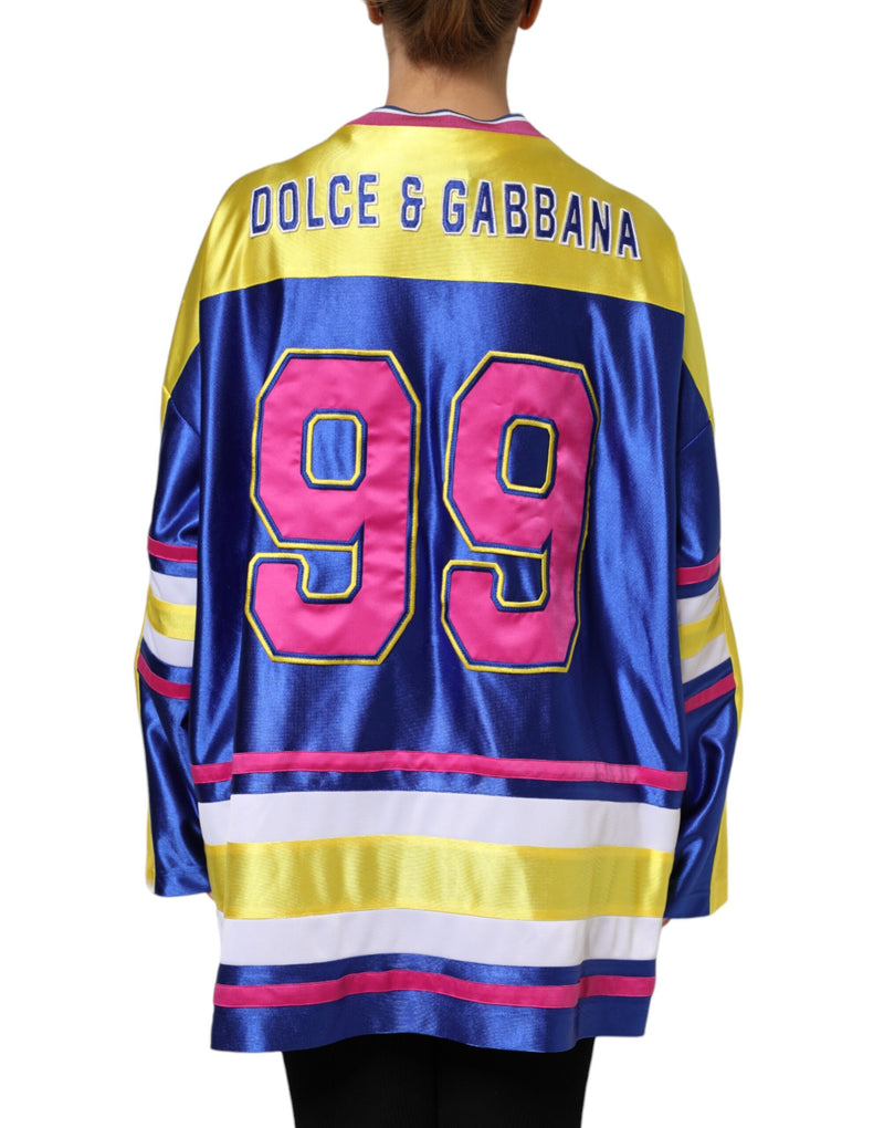 Dolce & Gabbana Multicolor Polyester Long Sleeve V-Neck Top