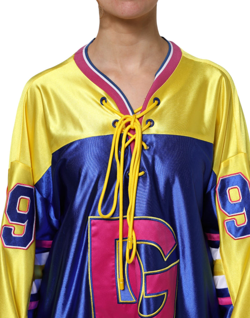 Dolce & Gabbana Multicolor Polyester Long Sleeve V-Neck Top