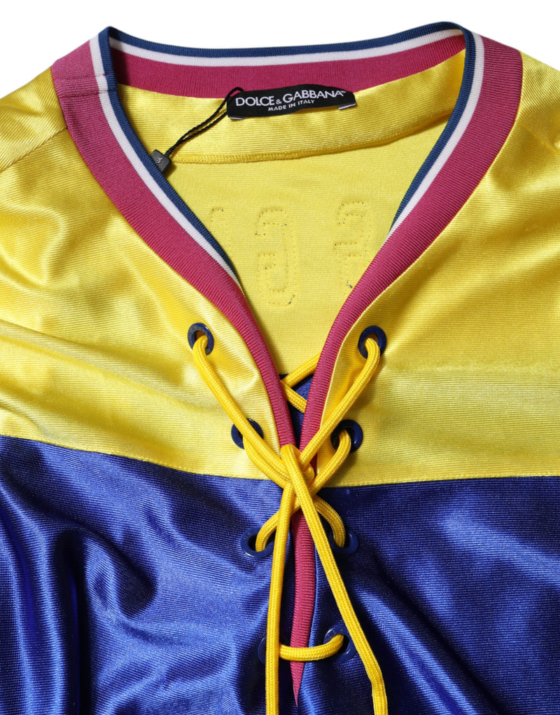 Dolce & Gabbana Multicolor Polyester Long Sleeve V-Neck Top