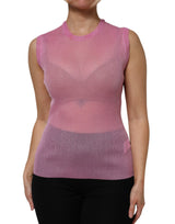 Dolce & Gabbana Top Rose Sans Manches à Col Rond