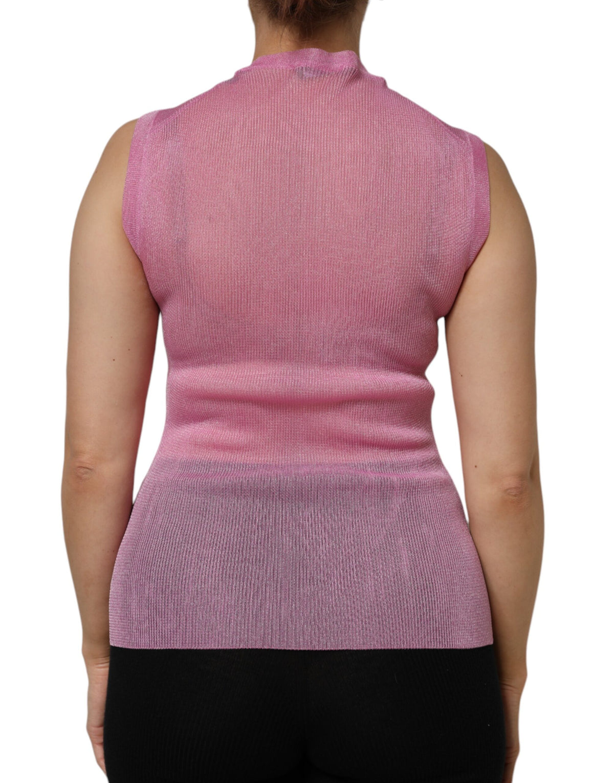 Dolce & Gabbana Top Rose Sans Manches à Col Rond
