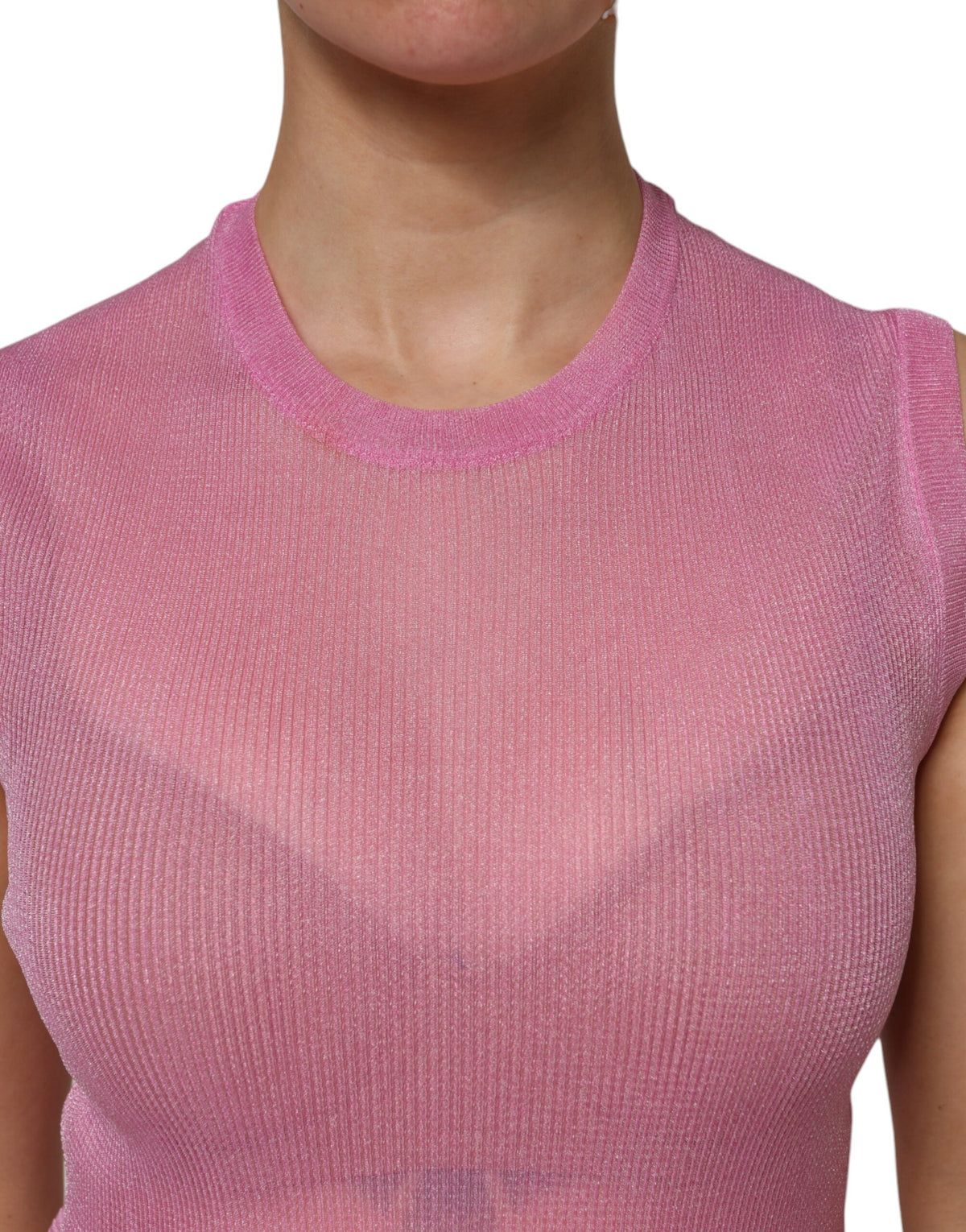 Dolce & Gabbana Top Rose Sans Manches à Col Rond