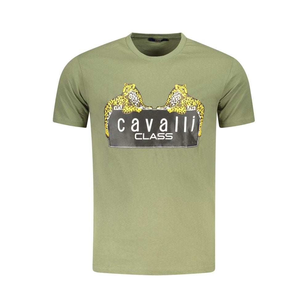 T-shirt homme en coton vert Cavalli Class