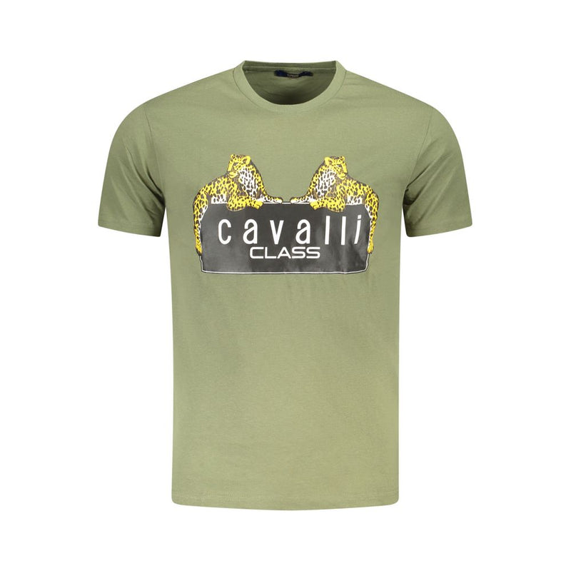 T-shirt homme en coton vert Cavalli Class