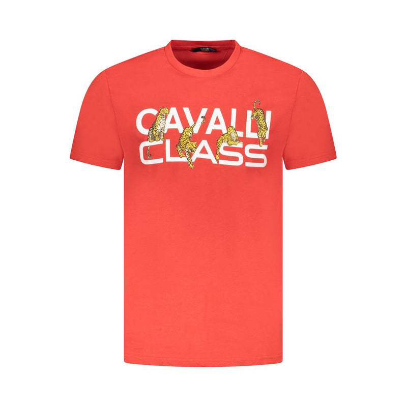 T-shirt homme en coton rouge Cavalli Class
