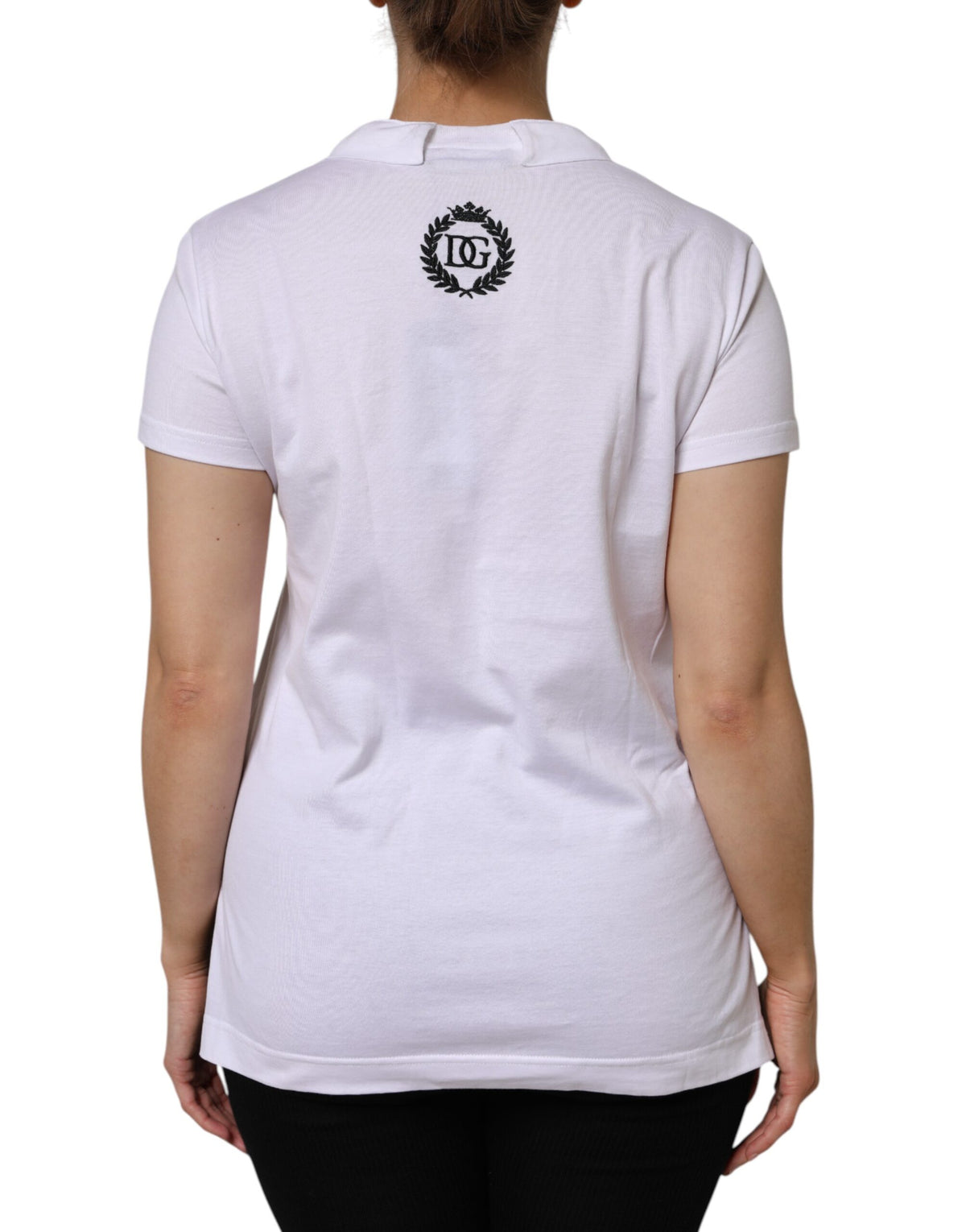 Dolce & Gabbana T-Shirt Femme Blanc en Coton à Manches Courtes
