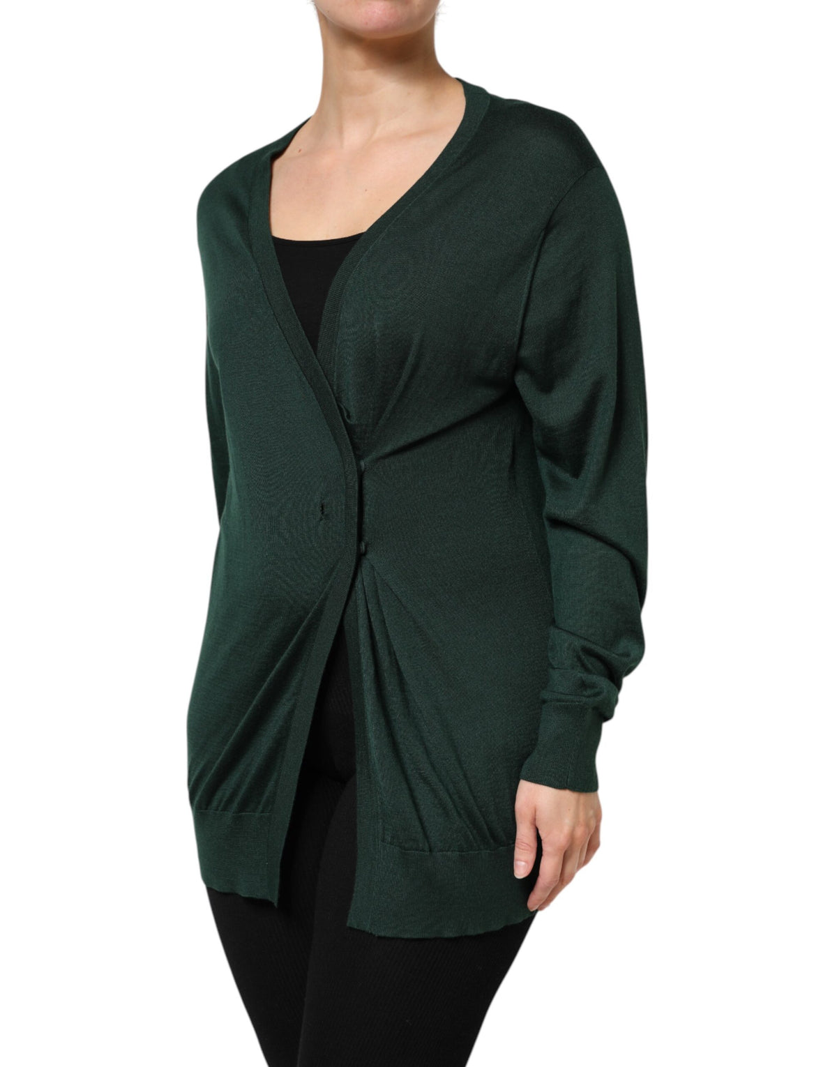 Dolce & Gabbana Cardigan en Cachemire et Soie Vert Foncé
