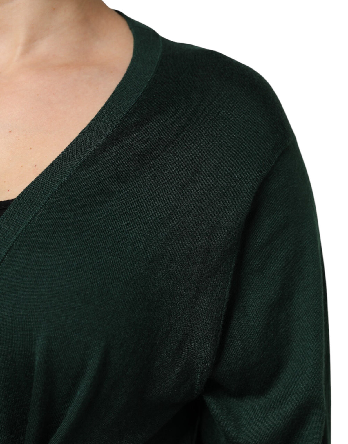 Dolce & Gabbana Cardigan en Cachemire et Soie Vert Foncé