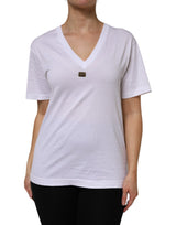 Dolce & Gabbana T-shirt en Coton Blanc à Manches Courtes