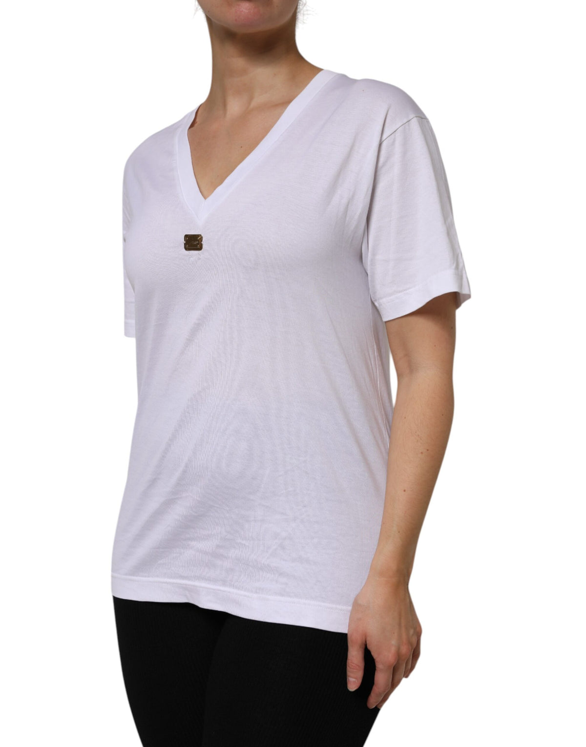 Dolce & Gabbana T-shirt en Coton Blanc à Manches Courtes