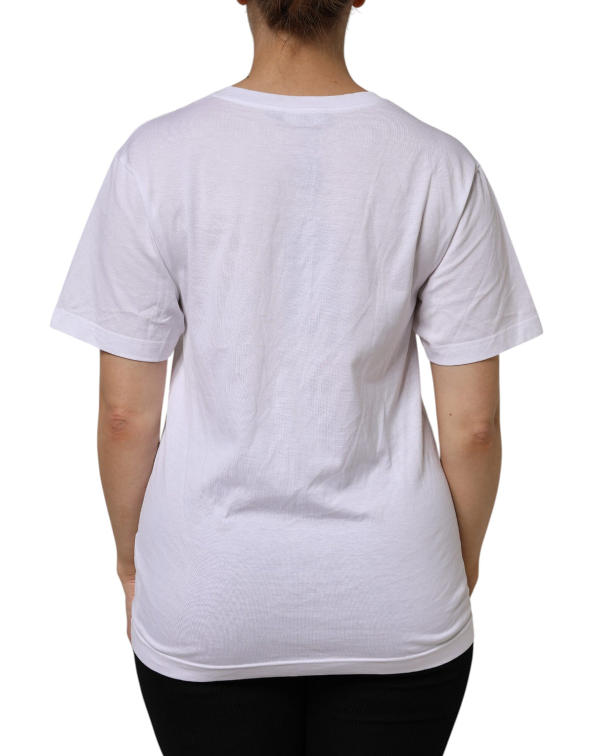 Dolce & Gabbana T-shirt en Coton Blanc à Manches Courtes