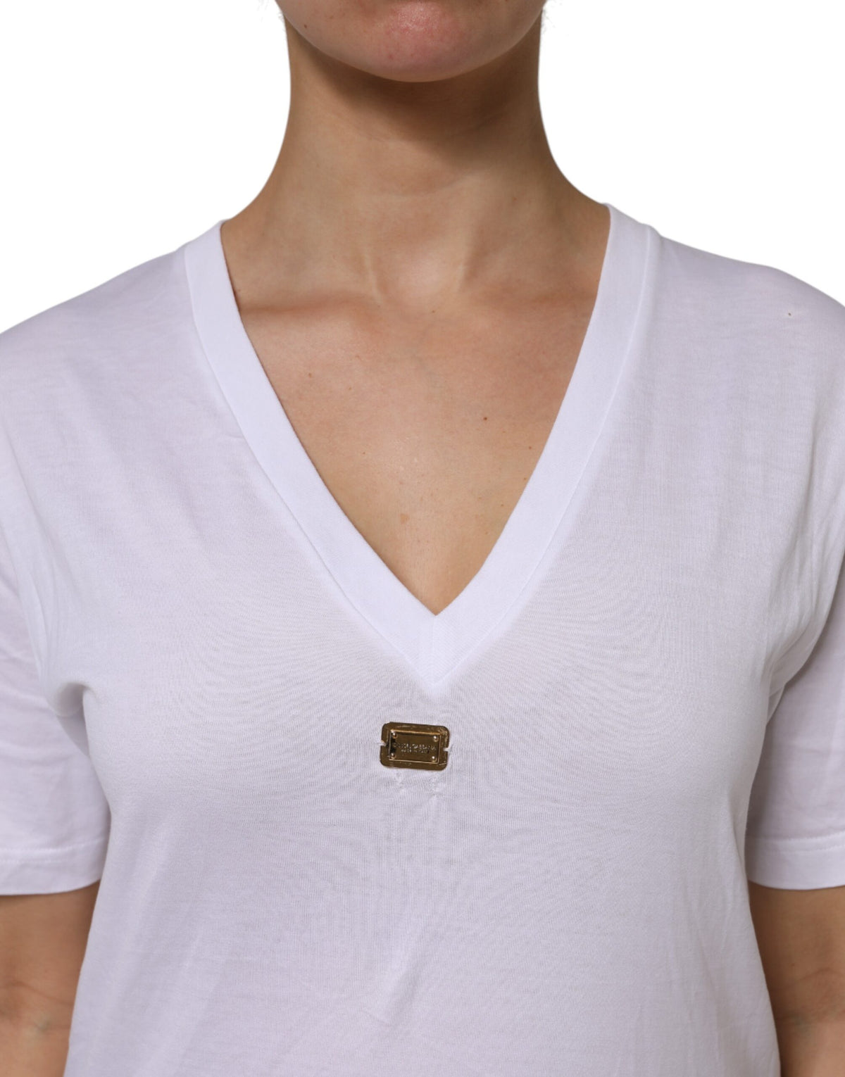 Dolce & Gabbana T-shirt en Coton Blanc à Manches Courtes