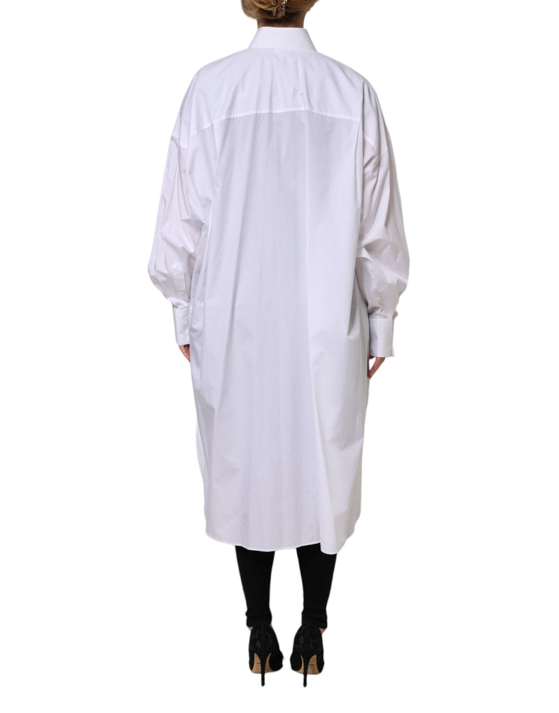 Dolce & Gabbana Chemise Blanche en Coton à Col Longue Manches