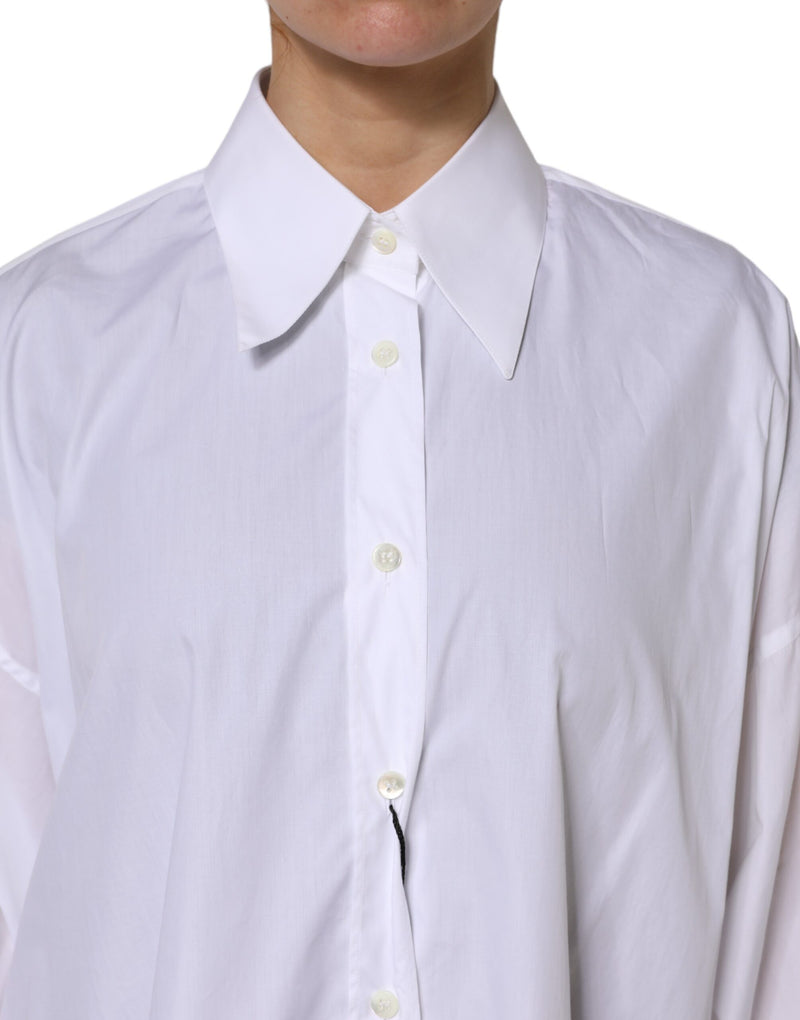 Dolce & Gabbana Chemise Blanche en Coton à Col Longue Manches