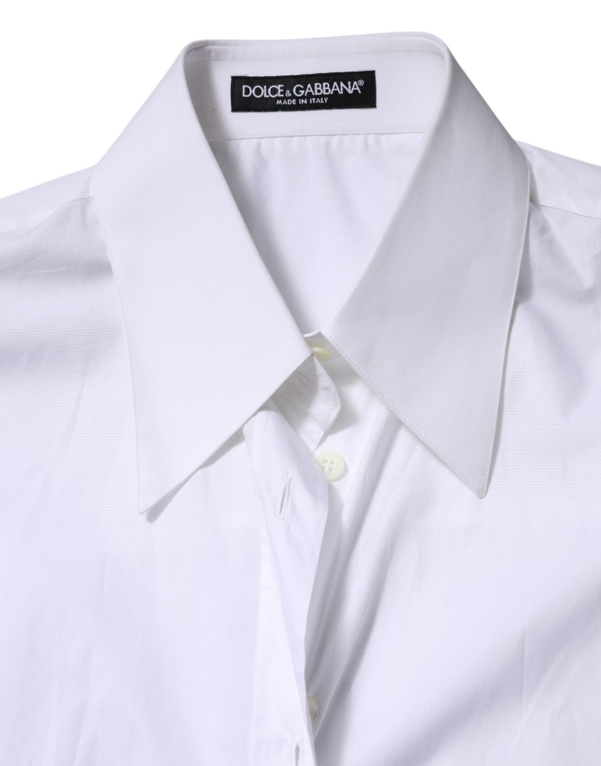 Dolce & Gabbana Chemise Blanche en Coton à Col Longue Manches