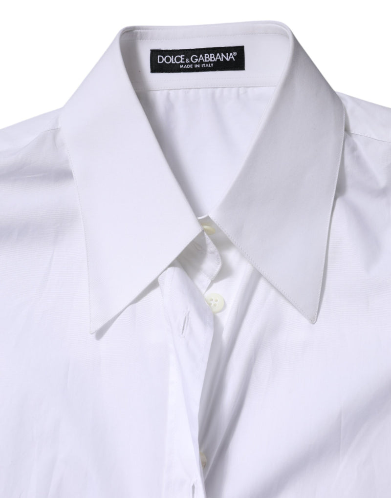 Dolce & Gabbana Chemise Blanche en Coton à Col Longue Manches