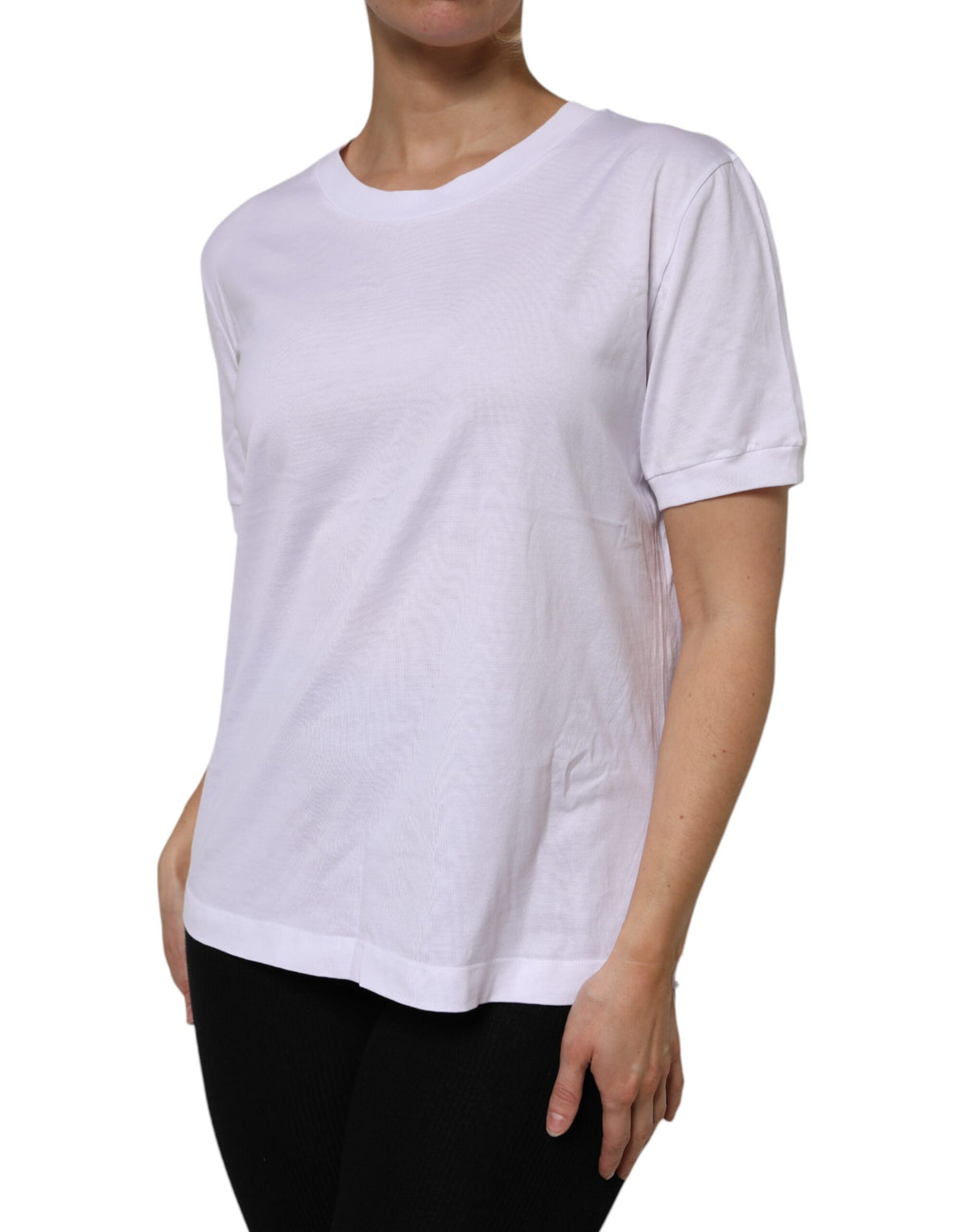 Dolce & Gabbana T-shirt en Coton Blanc à Manches Courtes