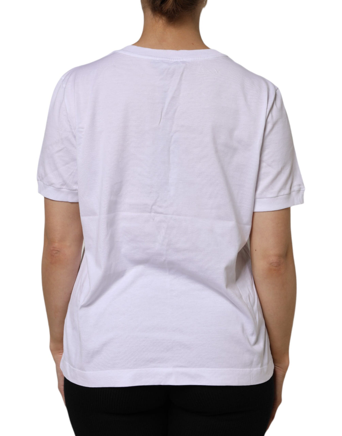 Dolce & Gabbana T-shirt en Coton Blanc à Manches Courtes