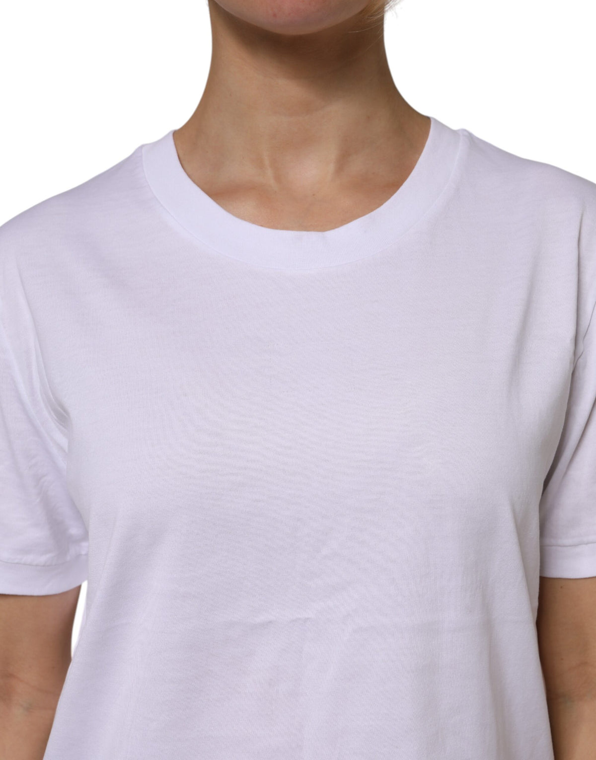Dolce & Gabbana T-shirt en Coton Blanc à Manches Courtes