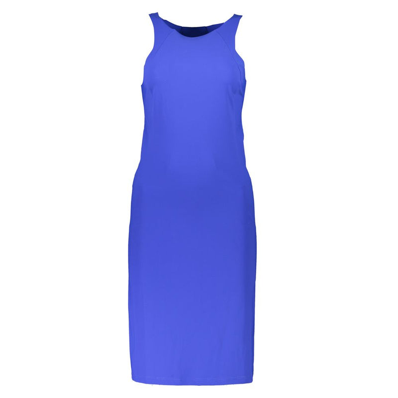 Patrizia Pepe Robe Élégante Bleue Col Rond avec Détail Logo